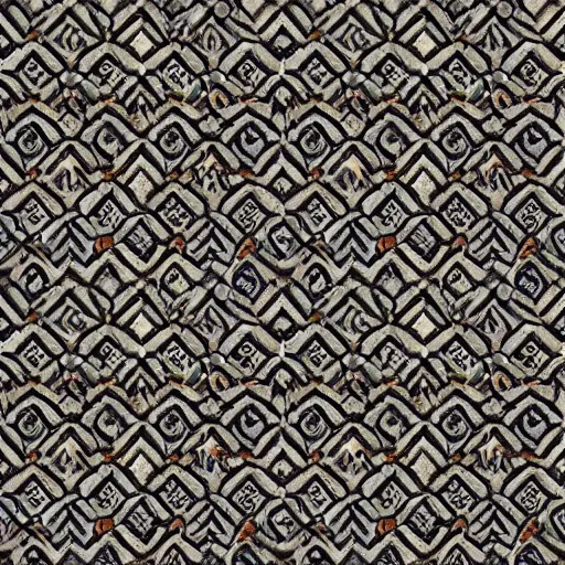 Image similar to ancient temple floor tile pattern, dark tone, seamless, repeatable, tileable, no ligthing