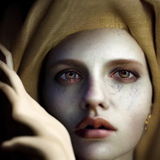 Image similar to portrait of a ghostly haunting female, depth of field, zeiss lens, detailed, symmetrical, centered, fashion photoshoot, by annie leibovitz and steve mccurry, david lazar, jimmy nelsson, breathtaking, 8 k resolution, extremely detailed, beautiful, establishing shot, artistic, hyperrealistic, beautiful face, octane render