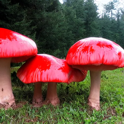 Prompt: giant red mushrooms