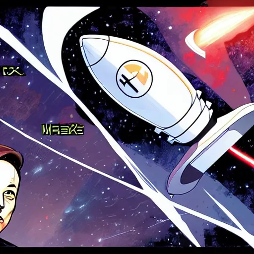 Image similar to elon musk and spacex manga by hiroya oku