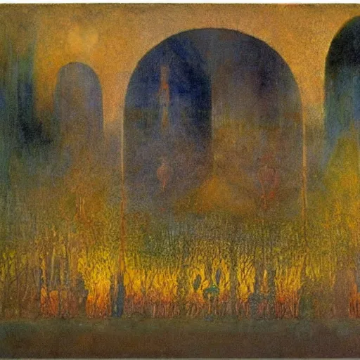 Image similar to Temple of the birds. Mikalojus Ciurlionis.