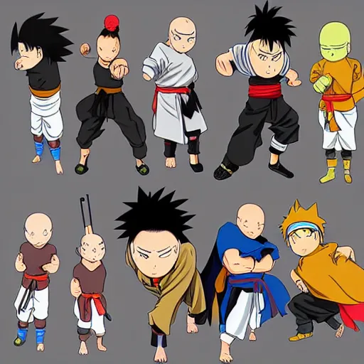 Prompt: a ninja/martial-artist in the style of Masashi Kishimoto in the style of akira toriyama detailed High Resolution HD 8k character portraits concept art