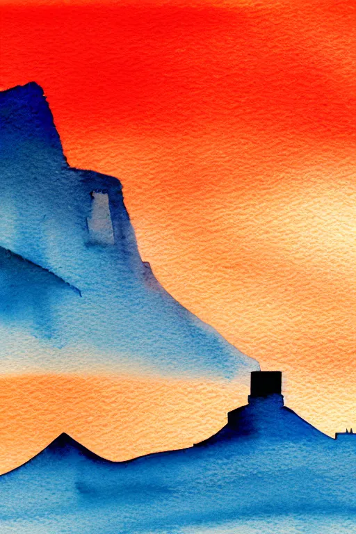 Prompt: minimalist watercolor art of cape town at sunrise, illustration, vector art