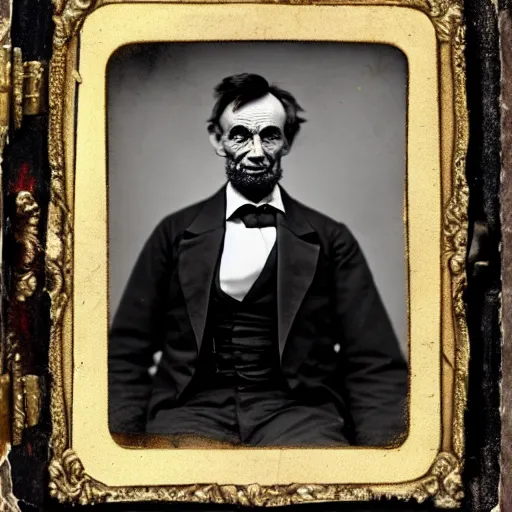 Prompt: sexy, shirtless Abraham Lincoln makes finger guns towards the camera, tintype photo, 4k, detailed