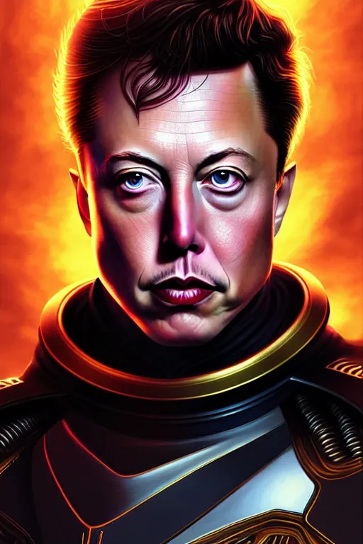 Prompt: imperial portrait of elon musk, highly detailed, dune, harkonnen, sharp focus art by artgerm