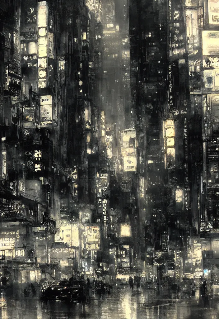 Image similar to shinjuku at night, concept art by Jeremy Mann