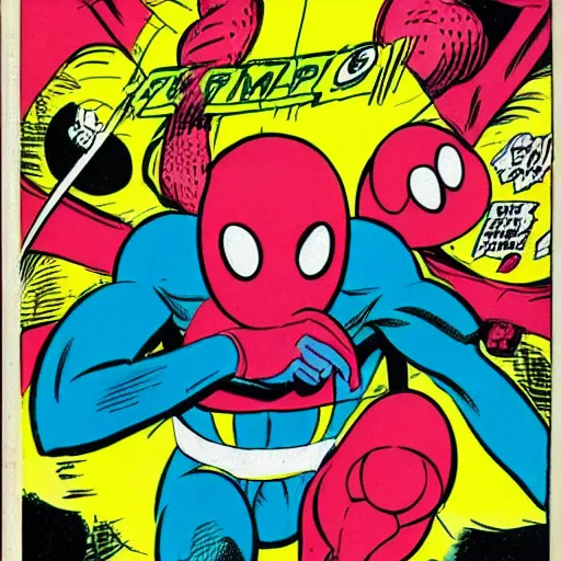 Prompt: comic book art of original character taffy man by steve ditko, high definition