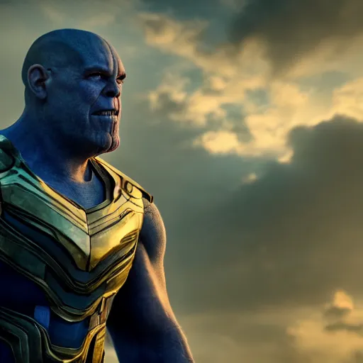 Image similar to pablo pineda wearing thanos armour, cinematic lighting, hd 4k photo