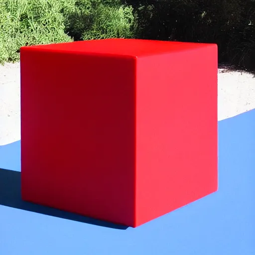 Image similar to a red cube on top of a blue cube