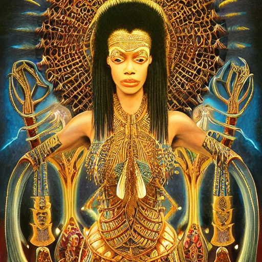 Image similar to intricate detailed, gilbert williams, aaliyah queen akasha halls of amenti, thoth, tehuti, lemuria, agartha,