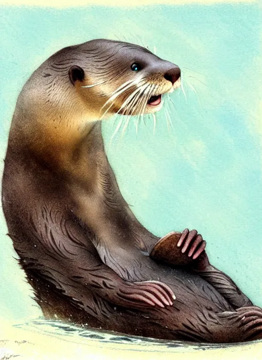 Image similar to an otter swimming, muted colors, by jean - baptiste monge