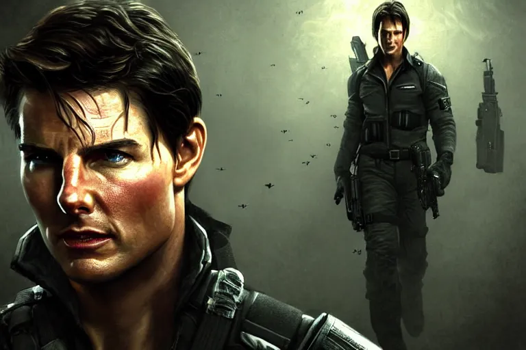 Prompt: a gaming screenshot still portrait of tom cruise in resident evil, deep focus, d & d, fantasy, intricate, elegant, highly detailed, digital painting, artstation, concept art, matte, sharp focus, illustration, dark fantasy style art, hearthstone, art by artgerm and greg rutkowski and alphonse mucha