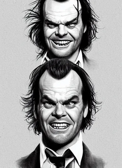 Image similar to young jack nicholson as jack torrance from the shining ( 1 9 8 0 ) portrait illustrated by rossdraws, calm depressed expression, vivid colors, soft lighting, digital artwork 4 k, best of artstation