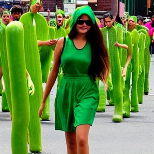 Image similar to photo of human celery as selena gomez face