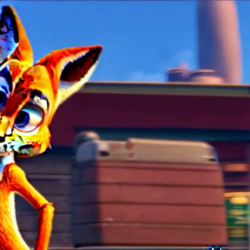 Image similar to Nick Wilde (from Zootopia) in a Grand Theft Auto: San Andrea loading screen