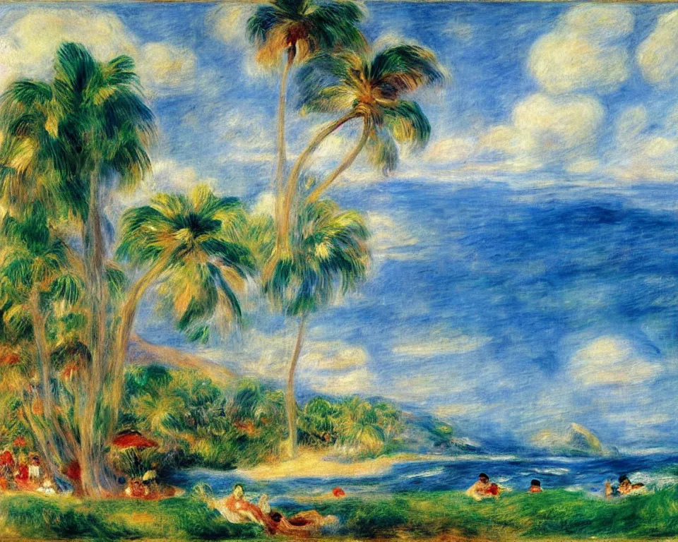 Prompt: the island of hawaii by renoir.