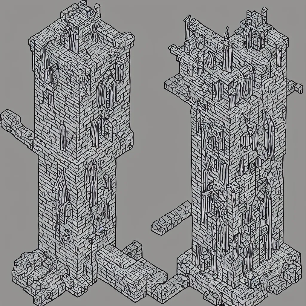 Image similar to isometric - wizard - tower - tile - lineart. png