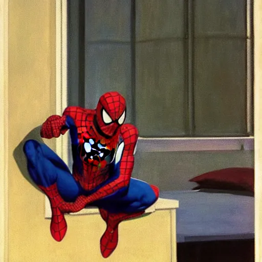 Image similar to Spiderman by Edward hopper