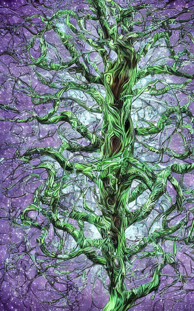 Prompt: futurist cybernetic yggdrasil tree, future perfect, award winning digital art