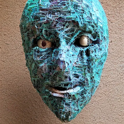 Prompt: consciousness emerging in a large language model artificial intelligence. papier - mache