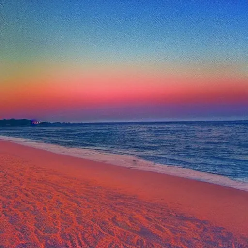 Image similar to a beautiful beach on an alien planet during the magic hour