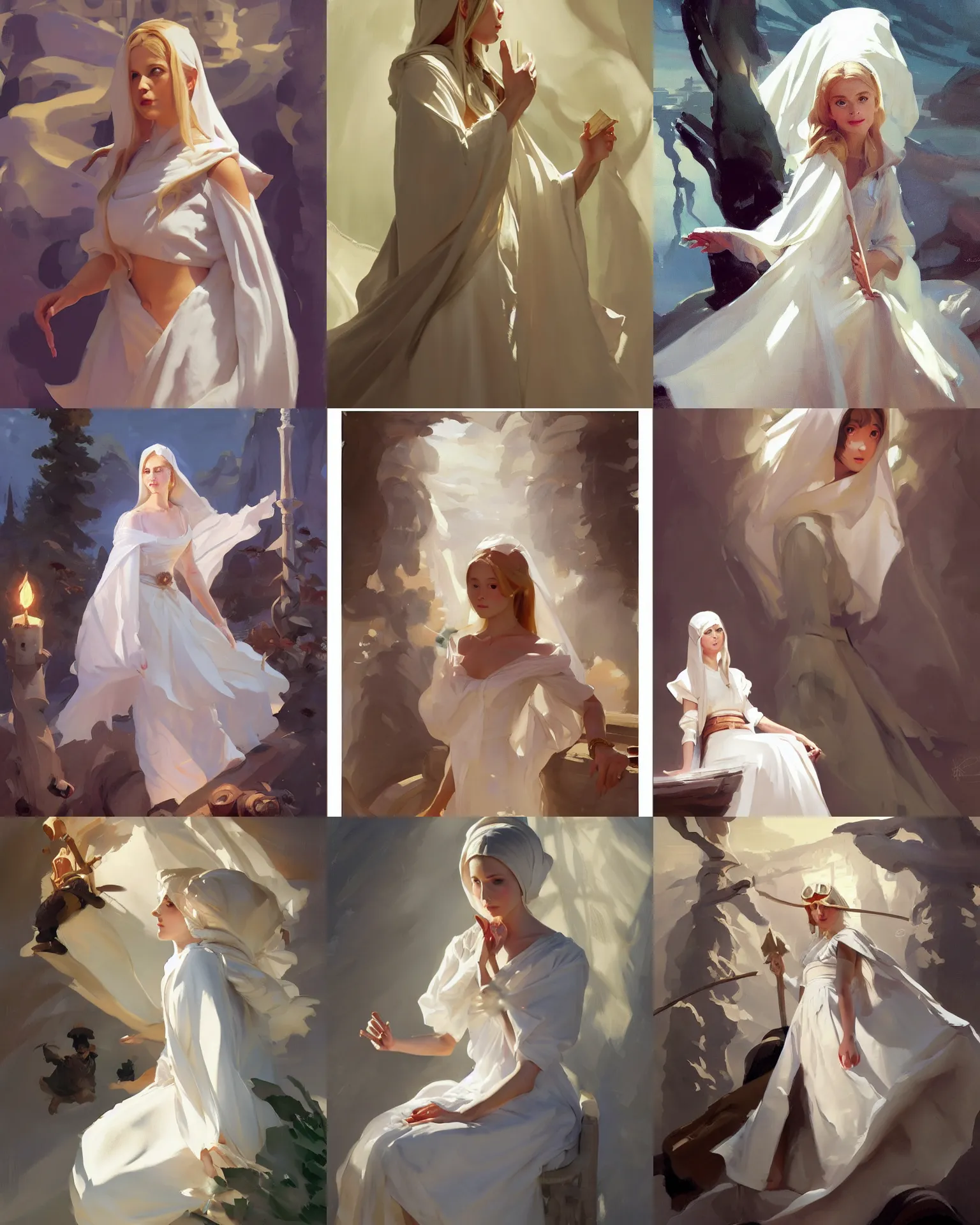 Image similar to white cloth fabric scandinavian princess, northern, greg manchess painting by sargent and leyendecker, studio ghibli, fantasy, medium shot, asymmetrical, intricate, elegant, matte painting, illustration, hearthstone, by rhads by greg rutkowski, by greg tocchini, by james gilleard, by joe fenton