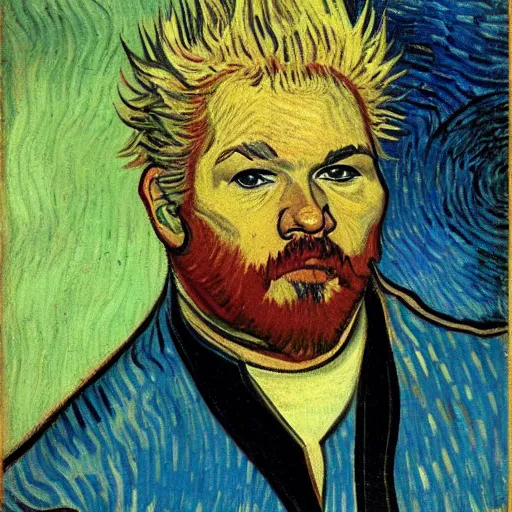 Prompt: Guy Fieri self portrait by Vincent Van Gogh.