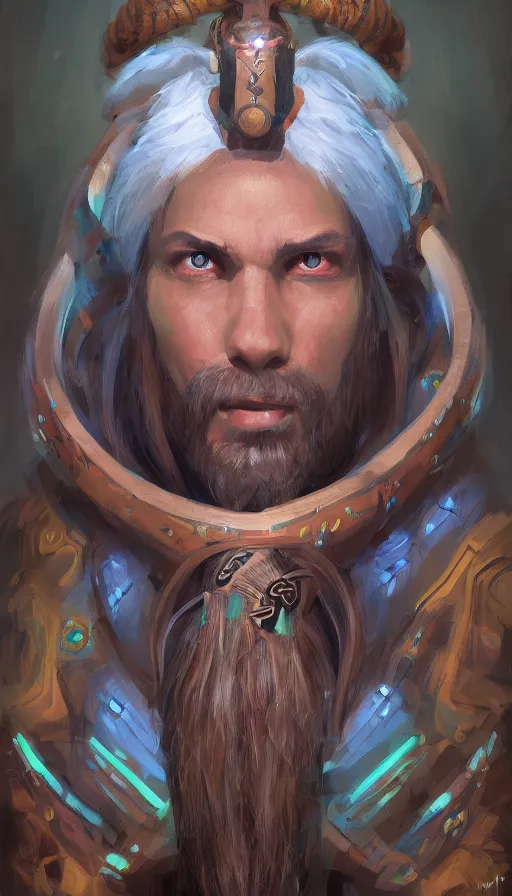 Image similar to portrait of a digital shaman, by blizzard concept artists