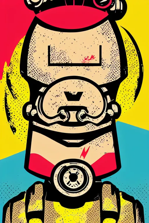 Image similar to fallout 7 6 retro futurist illustration art by butcher billy, sticker, colorful, illustration, highly detailed, simple, smooth and clean vector curves, no jagged lines, vector art, smooth andy warhol style