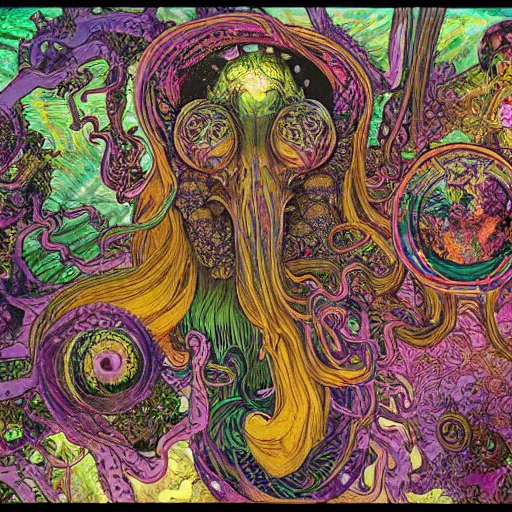 Image similar to psychedelic deepdream maximalist splashing eldritch tentacle tendril octopus nightmare hyperviolent deepdream maximalist hyperrealism realistical photo - realistic photography hell hellscape blitzkrieg ww 3 terror horror art victo ngai yoji shinkawa apophasis shintaro kago apophasis hyperrealism alphonse mucha yoji shinkawa apophasis