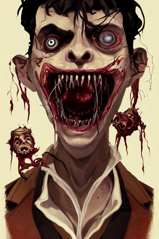 Prompt: count chocula in sleepy hollow, full body, big two toned eyes, teeth gritted, horror, intricate details, cinematic, epic, realistic, anatomy, tomer hanuka, uplight, artstation, photorealistic, scary