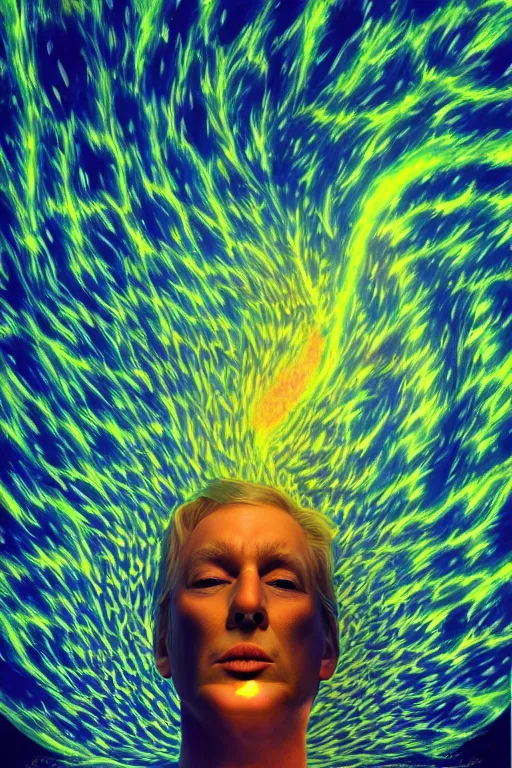 Prompt: psychedelic portrait of trump drinking ayahuasca in a wormhole, psychedelic,, dramatic lighting, concept art, beautiful, artstation