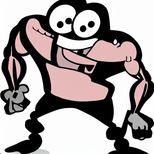 Prompt: a cartoon image of a extremely muscular patrick from spongebob