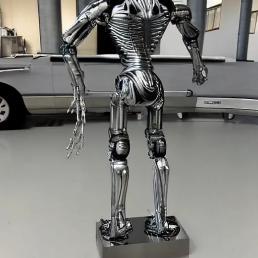 Image similar to “a realistic detailed photo of a guy who is the t-1000 terminator robot, composed of liquid metal, or a mimetic polyalloy nanorobotics, who is a male android, Chris Evans, posing like a statue, blank stare”