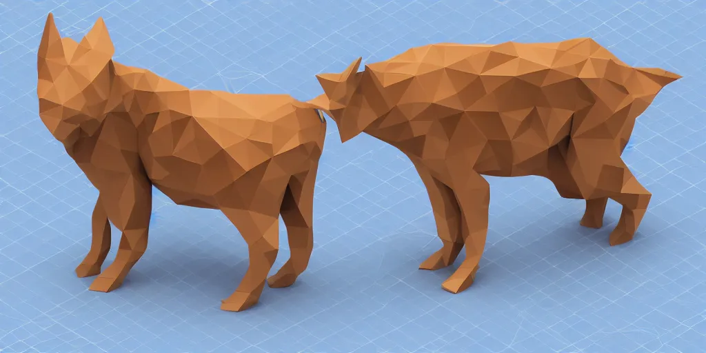 Prompt: Low polygon render of a [animal name] on a white background, isometric 3d, ultra HD