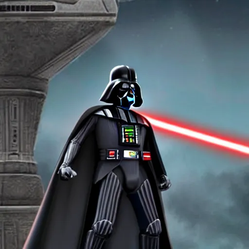Prompt: darth vader, as an enemy on a still from kingdom hearts ii