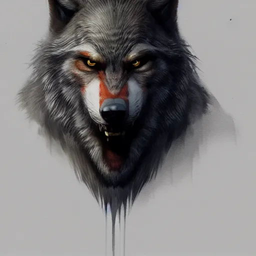 Image similar to a well designed portrait of werewolf, detailed, realistic, sketch style, artstation, greg rutkowski, 8 k resolution.