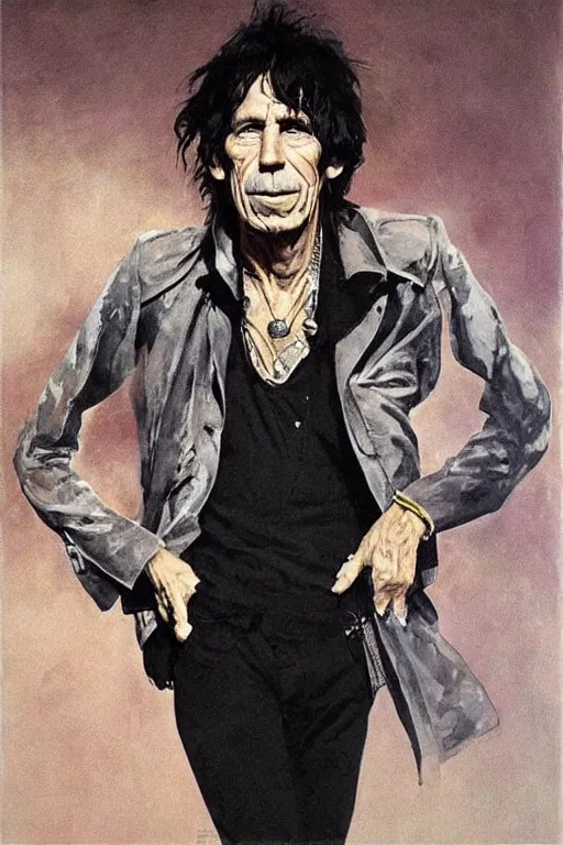 Image similar to “portrait of Keith Richards, by Robert McGinnis”