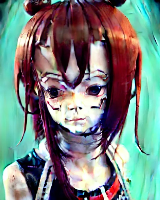 Image similar to portrait Anime as modern harley-quinn character girl cute-fine-face, brown-red-hair pretty face, realistic shaded Perfect face, fine details. Anime. hair-pigtails, clown black-red outfit realistic shaded lighting by Ilya Kuvshinov katsuhiro otomo ghost-in-the-shell, magali villeneuve, artgerm, rutkowski, WLOP Jeremy Lipkin and Giuseppe Dangelico Pino and Michael Garmash and Rob Rey