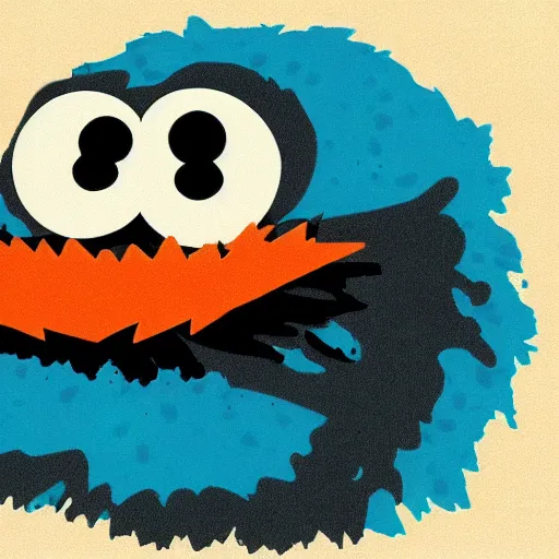 Prompt: abstract expressionist detailed matte illustration of the Cookie Monster in the style of Kandinksy