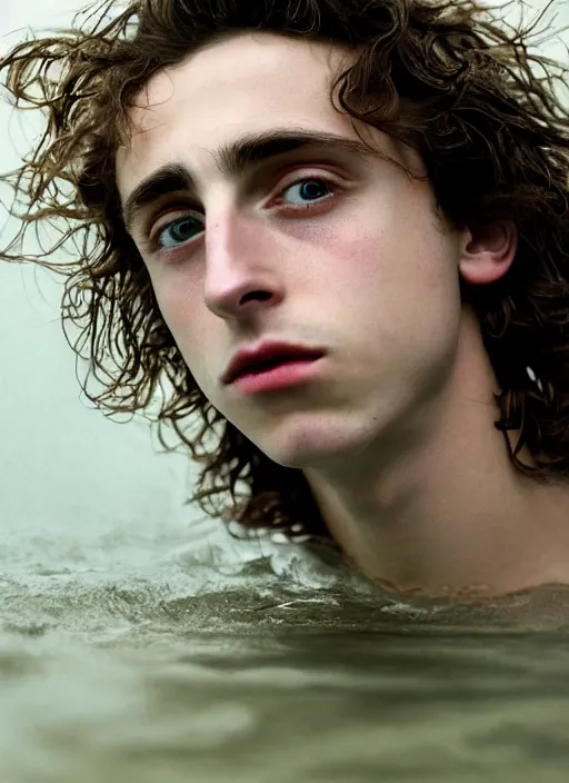 Image similar to Kodak Portra 400, 8K,ARTSTATION, Caroline Gariba, soft light, volumetric lighting, highly detailed, britt marling style 3/4 , extreme Close-up portrait photography of a Timothee Chalamet how pre-Raphaelites with his eyes closed,inspired by Ophelia paint, his face is under water Pamukkale, underwater face, hair are intricate with highly detailed realistic , Realistic, Refined, Highly Detailed, interstellar outdoor soft pastel lighting colors scheme, outdoor fine photography, Hyper realistic, photo realistic