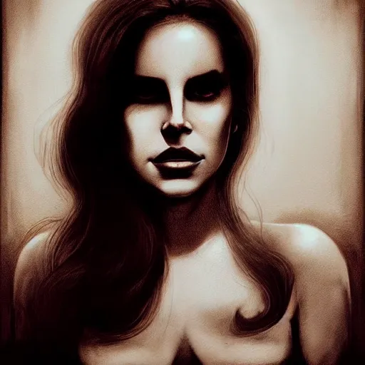 Prompt: head portrait of lana del rey as a zombie looking sad with dramatic lighting, 7 days to die zombie, gritty background, fine art, award winning, intricate, elegant, sharp focus, cinematic lighting, digital painting, 8 k concept art, art by michael hussar, art by brom, art by guweiz and z. w. gu, 8 k