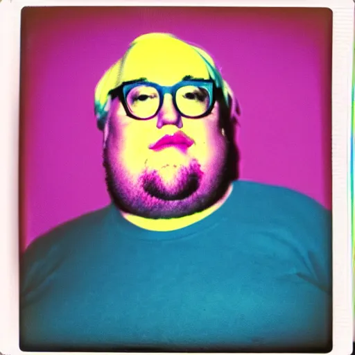 Prompt: color polaroid portrait of a fat man as taken by andy warhol. photography, instant photography, color accurate, photographer, film, integral print