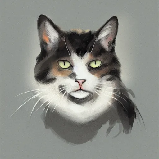 Image similar to a cat in the style of Greg Rutkowski