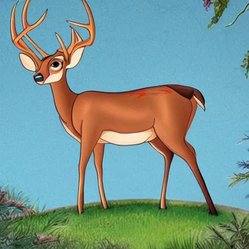 Prompt: cel shaded deer, disney art