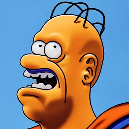 Image similar to ultra realistic portrait painting of homer simpson, art by akira toriyama, 4 k, dragon ball artstyle, cel shaded, highly detailed, epic lighting