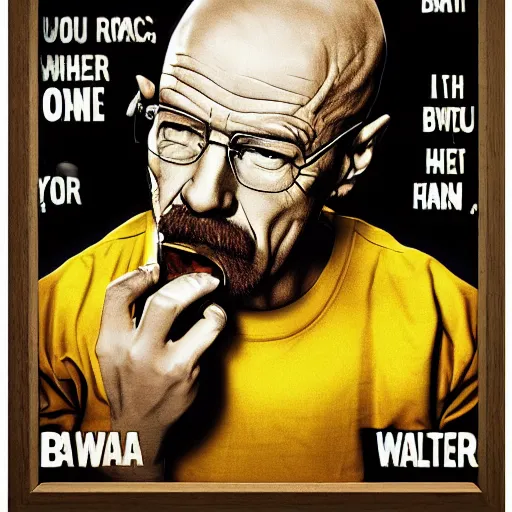 Prompt: Walter white eating a banana, poster, dramatic