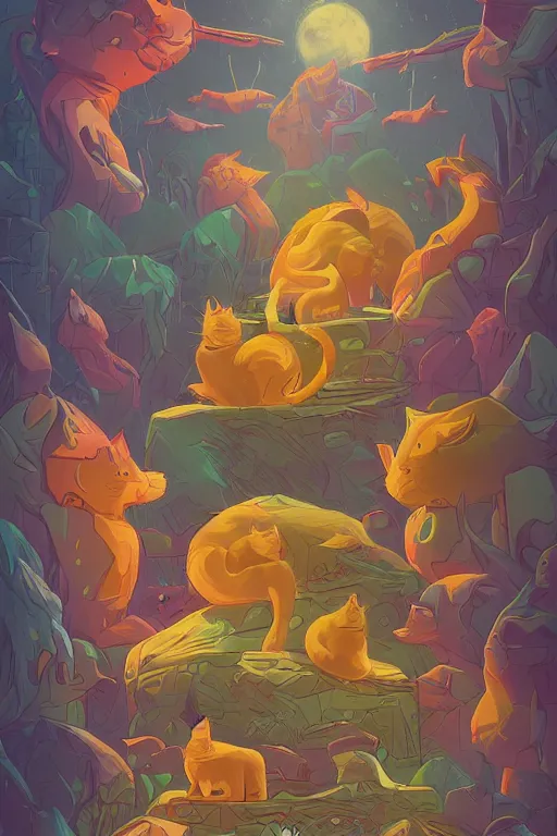 Image similar to dream of a thousand cats by greg rotkowski and andres rocha