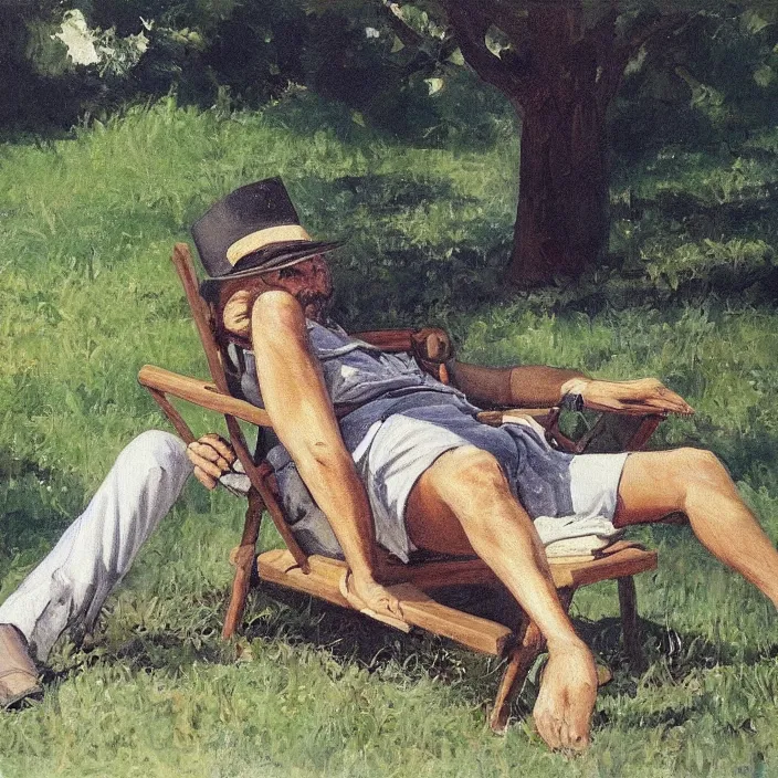 Image similar to lazy entomologist in the shade. painting by bernard emile