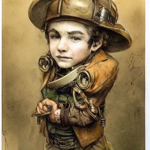 Image similar to (((((portrait of boy dressed as steampunk explorer . muted colors.))))) by Jean-Baptiste Monge !!!!!!!!!!!!!!!!!!!!!!!!!!!